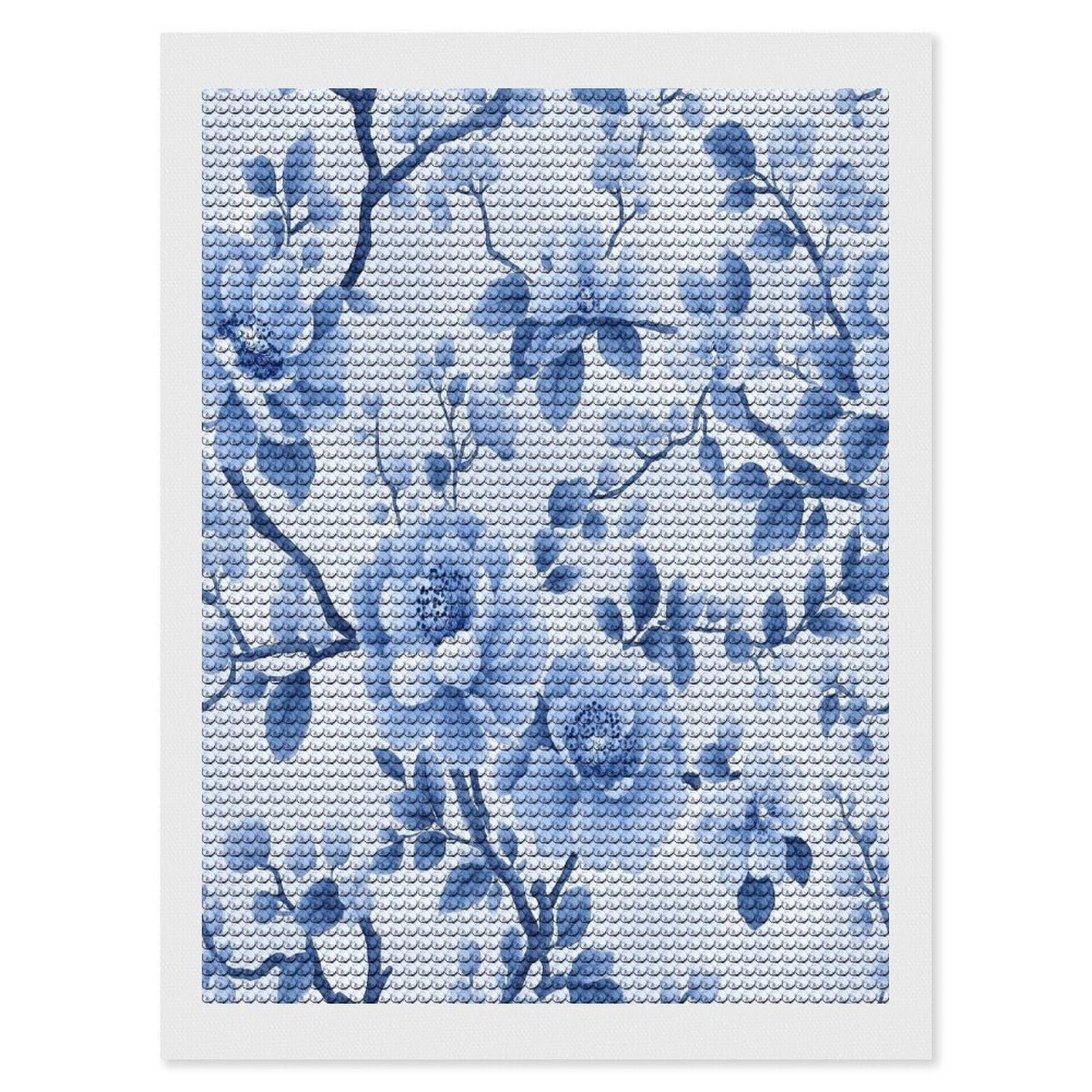 Amazon.com: zxxpensy Blue Floral Chinoiserie Diamond Drawing Art